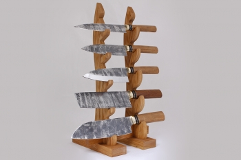 Набор кухонных ножей с подставкой "Samurai" сталь 95х18. Рукоять дерево Дуб.